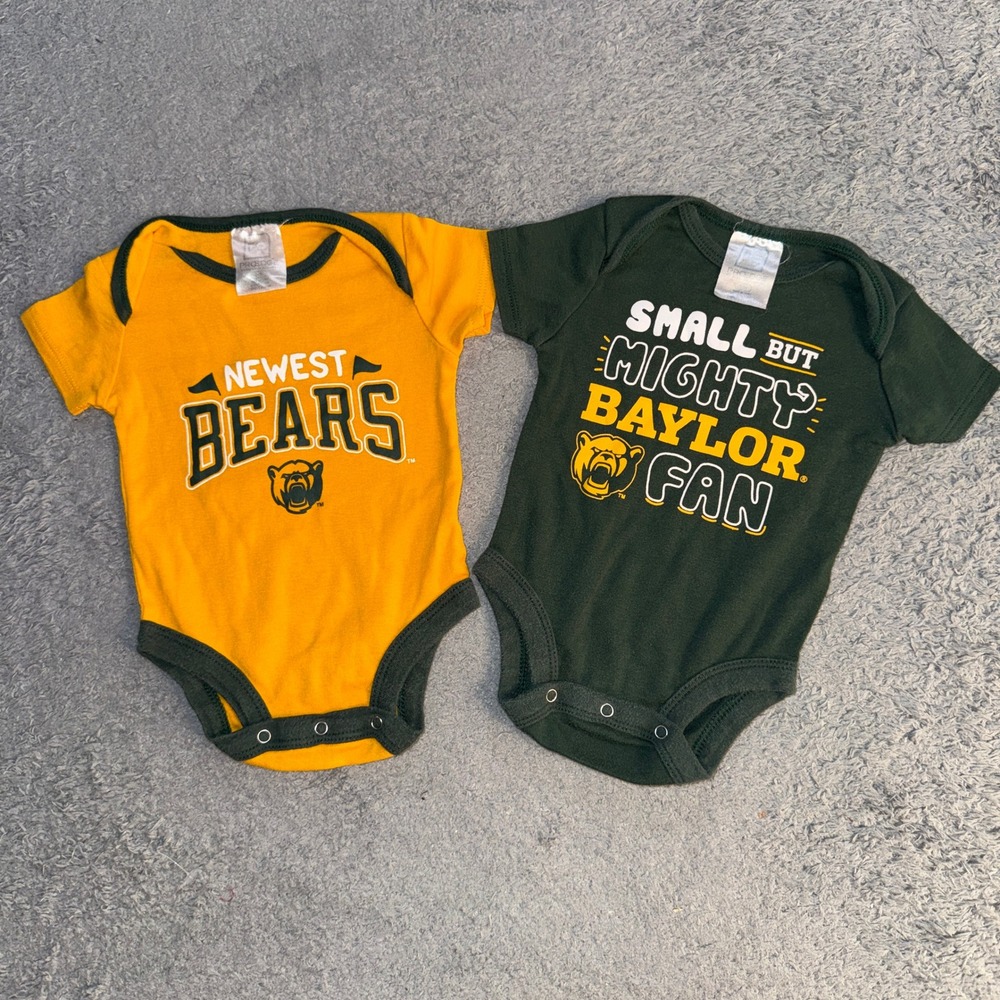 ProEdge Unisex Baylor Bears Bodysuit Set 2PK Green Gold Screen Print Graphics